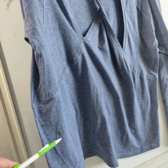 Lululemon STOP DROP AND SQUAT Long Sleeve Heathered Blue (FLAWS) - Picture 7 of 13
